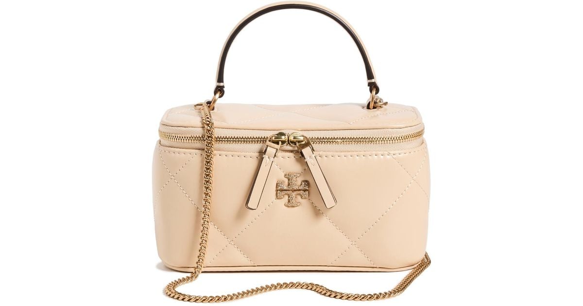 Tory Burch Kira Pave Logo Diamond Quilt Vanity Case in