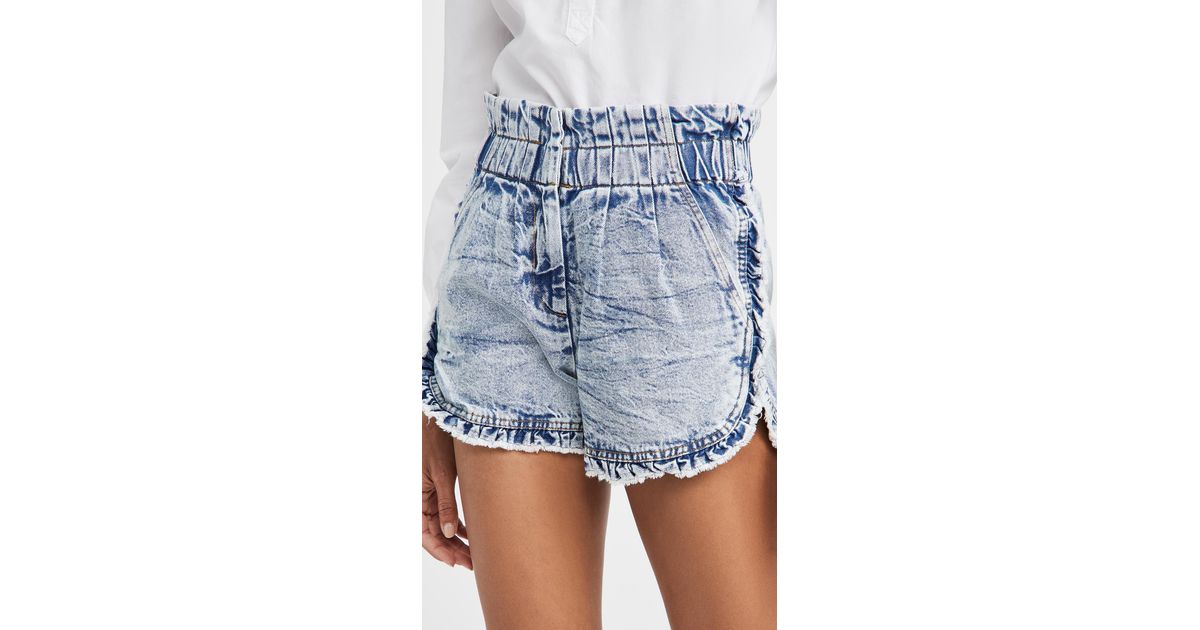 Sea Dax Acid Wash Denim Ruffle Shorts 