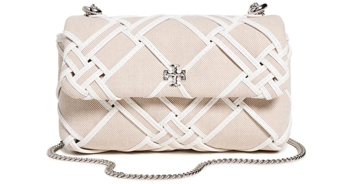 Tory Burch Kira Woven Canvas Mini Flap Bag Lyst