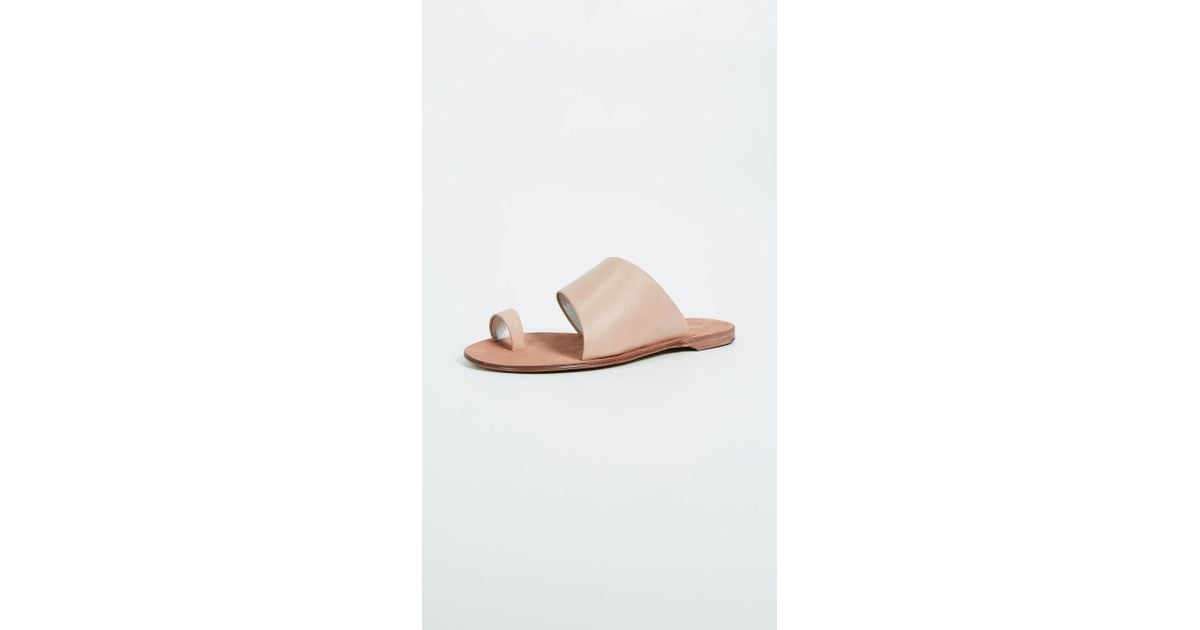Diane von Furstenberg Brittany Flat Leather Slide Sandals Lyst