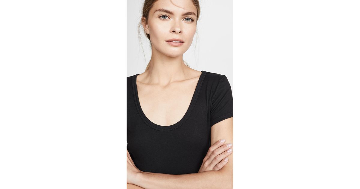 Agolde Cotton Short Sleeve Rib Thong Back Bodysuit in ...