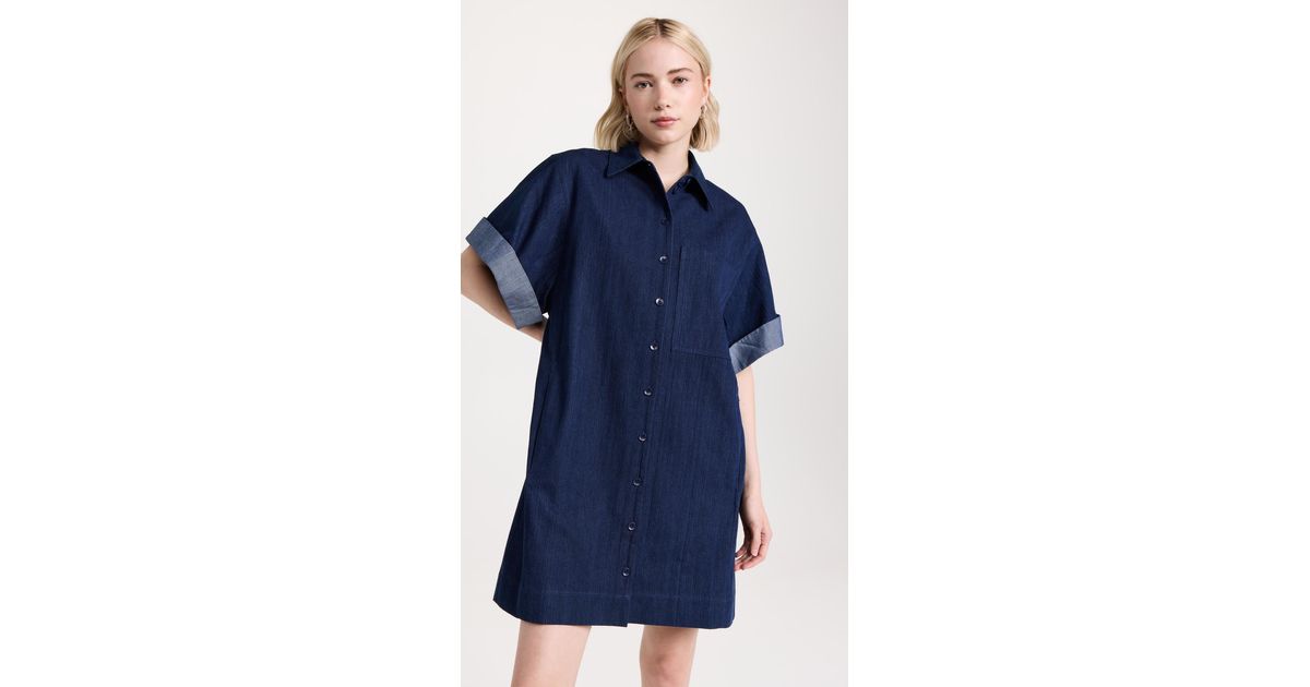 Tibi Washed Denim Shirt Dress in Blue | Lyst