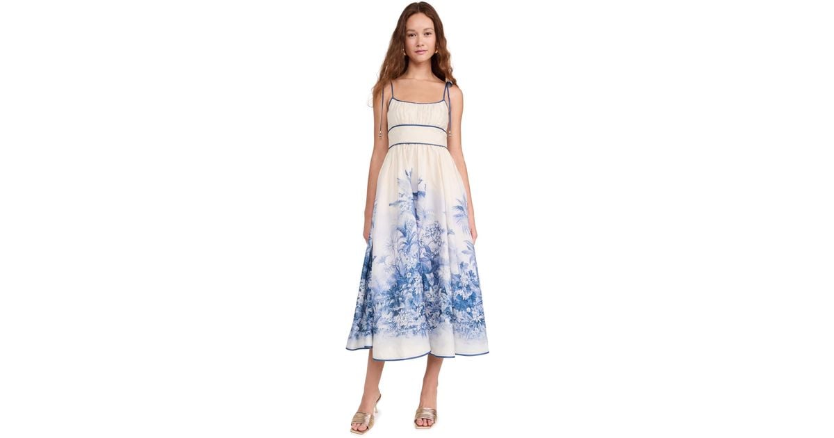 Zimmermann Wylie Picnic Dress in Blue | Lyst