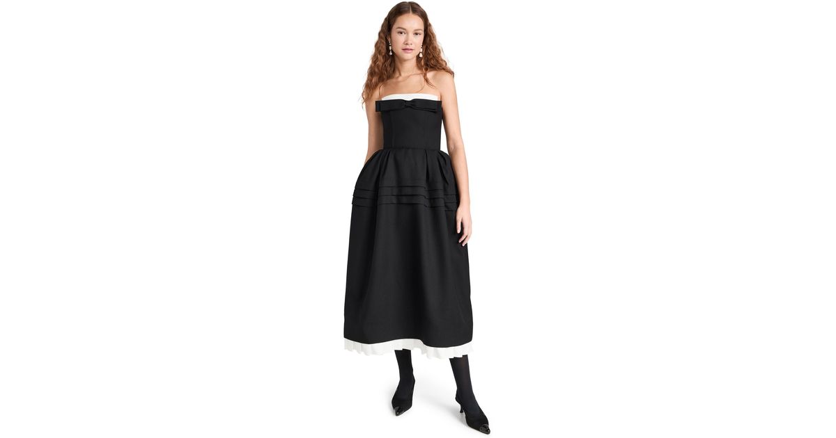 ShuShu/Tong Tuck Flower Bud Long Dress in Black | Lyst