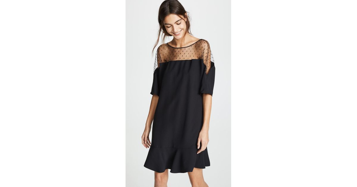 red valentino sheer dot flounce dress