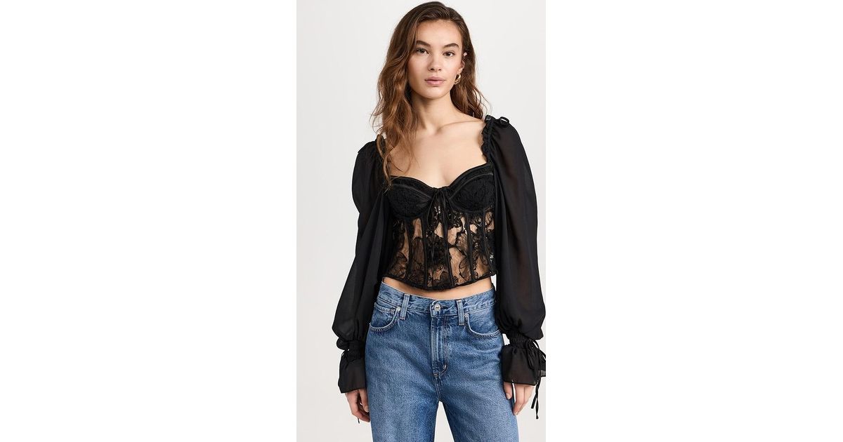 Urban Outfitters For Love & Lemons Sade Sheer Lace Corset Top