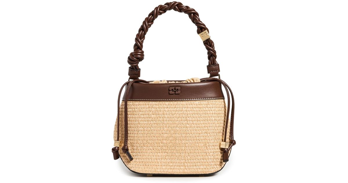 トートバッグ Ganni Bou Bucket Purse - Ganni - Synthetic - Brown Seal Brown Brown GANNI Bou Bucket Bag | GANNI CA