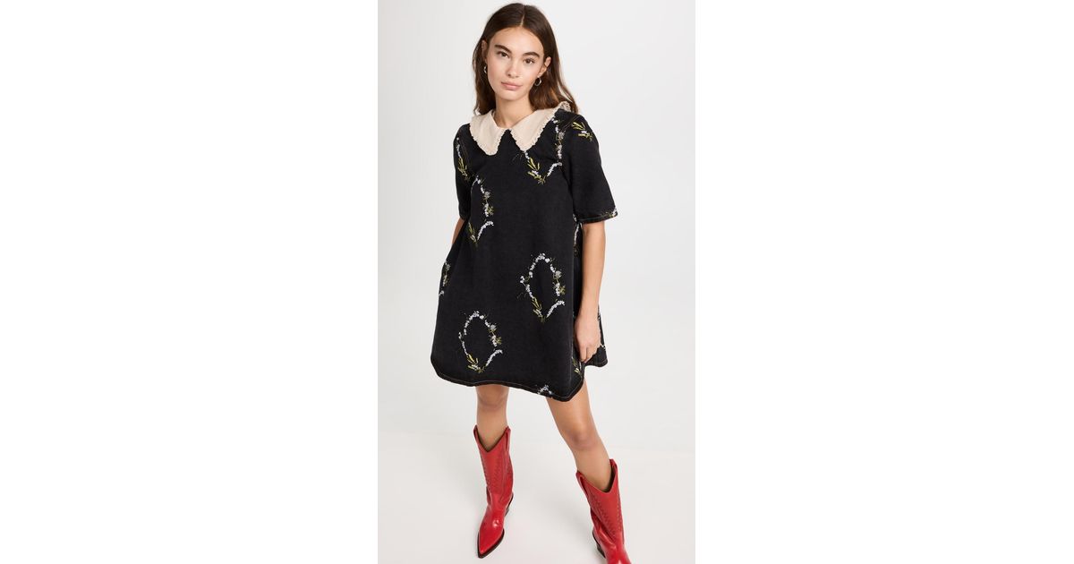 navy blue dress for baby girl GANNI Black A-Line Midi Dress GANNI main image 0