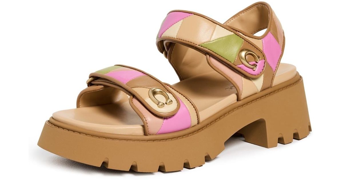 COACH Brynn Platform Quilted Patchwork Leather Sandals Sandals Honey ...
