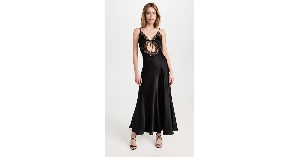 Rodarte Silk Satin Bias Dress With Lace Details in Black | Lyst