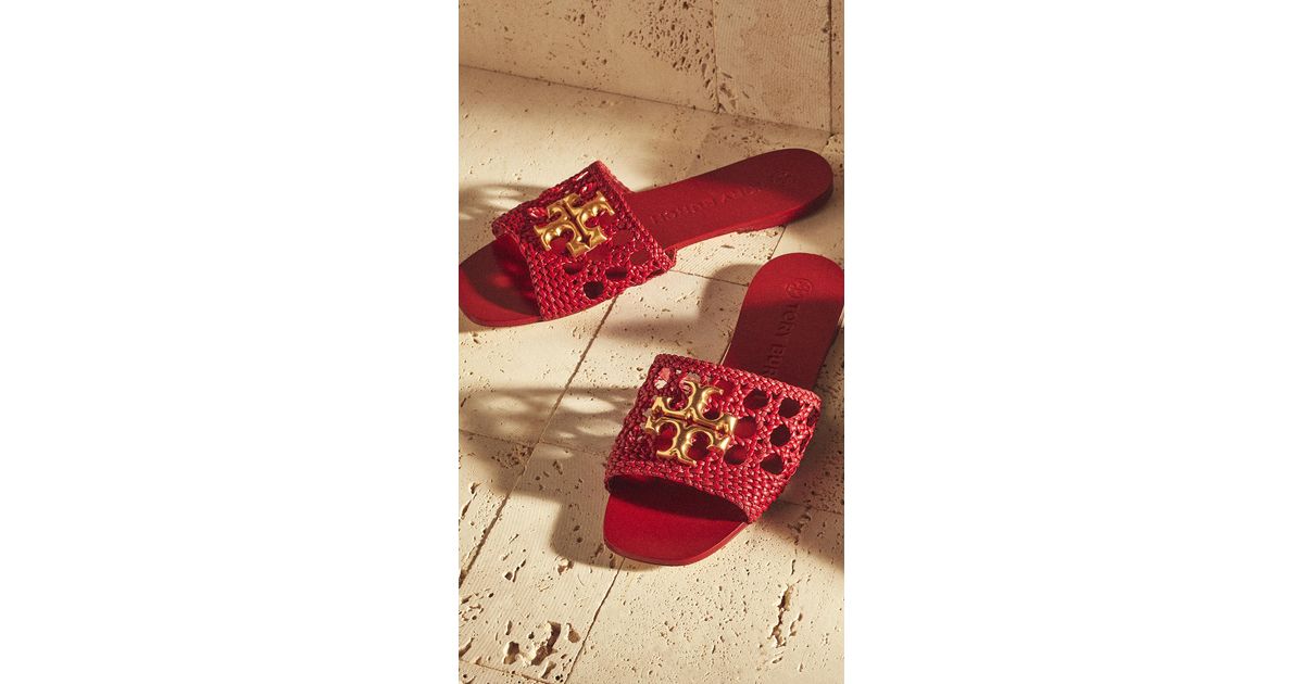 tory burch eleanor woven flat slide