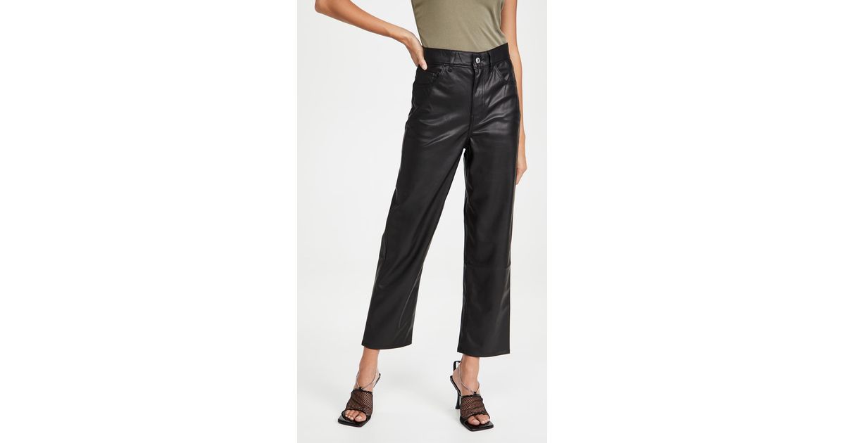 Faux Leather Rib Cage Straight Pants 