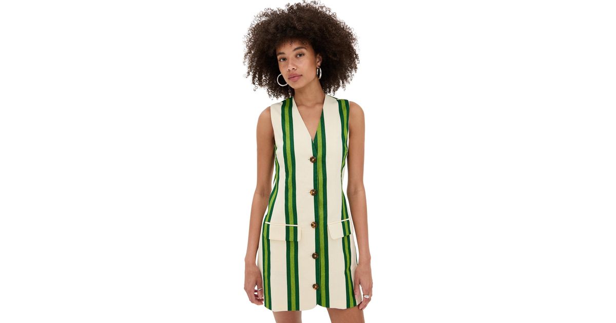 Simon Miller Carob Printed Linen Mini Dress in Green | Lyst