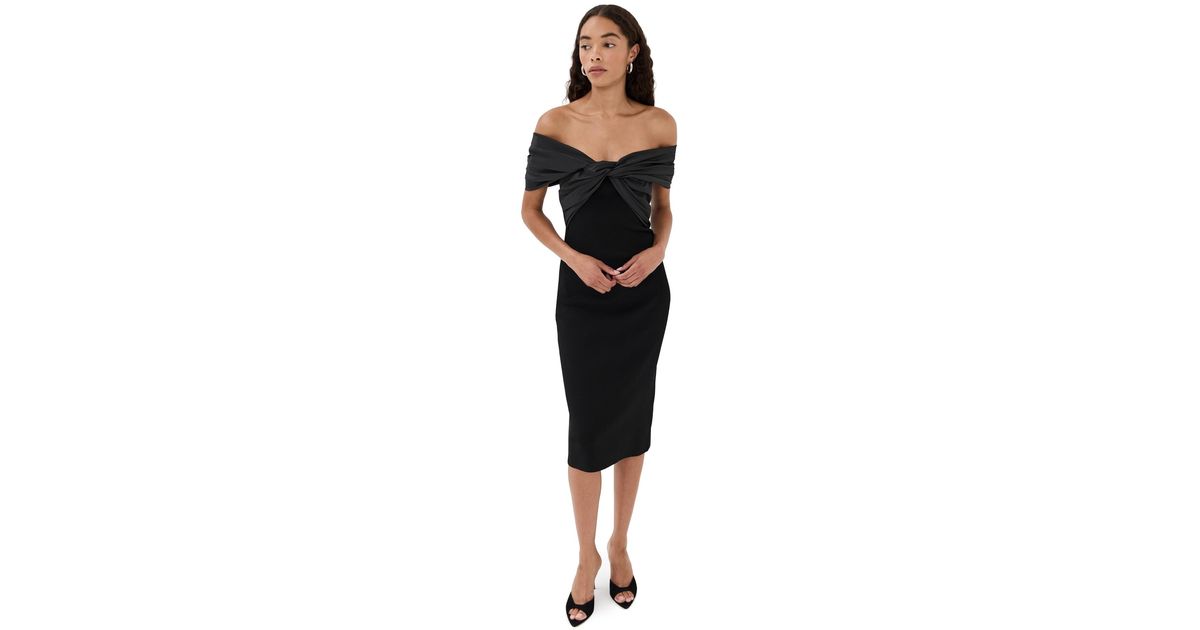 Jonathan Simkhai Mia Off Shoulder Midi Dress In Black Lyst