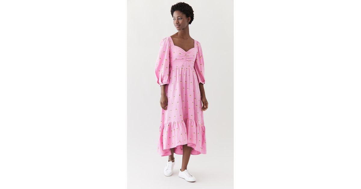 FARM Rio Embroidered Pineapples Pink Midi Dress | Lyst