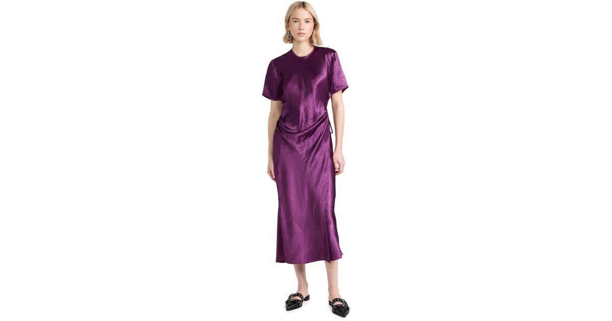 strapless open back dress Formal Dresses Fuchsia Deep V-Neck Short Sleeves Stretch Satin Formal Dress with Split