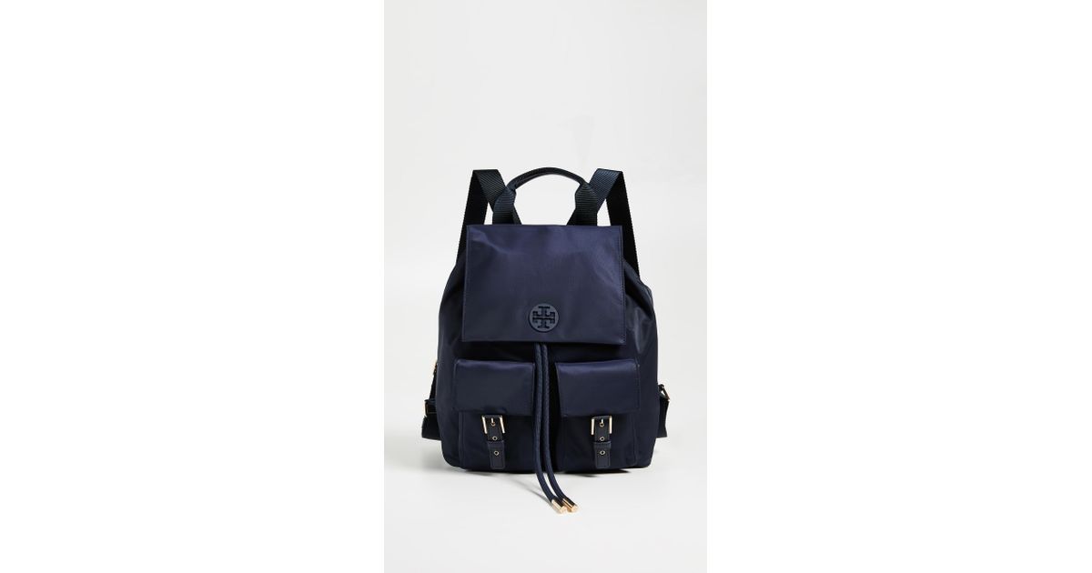 Tory Burch Tilda Nylon Flap Backpack in Blue Lyst