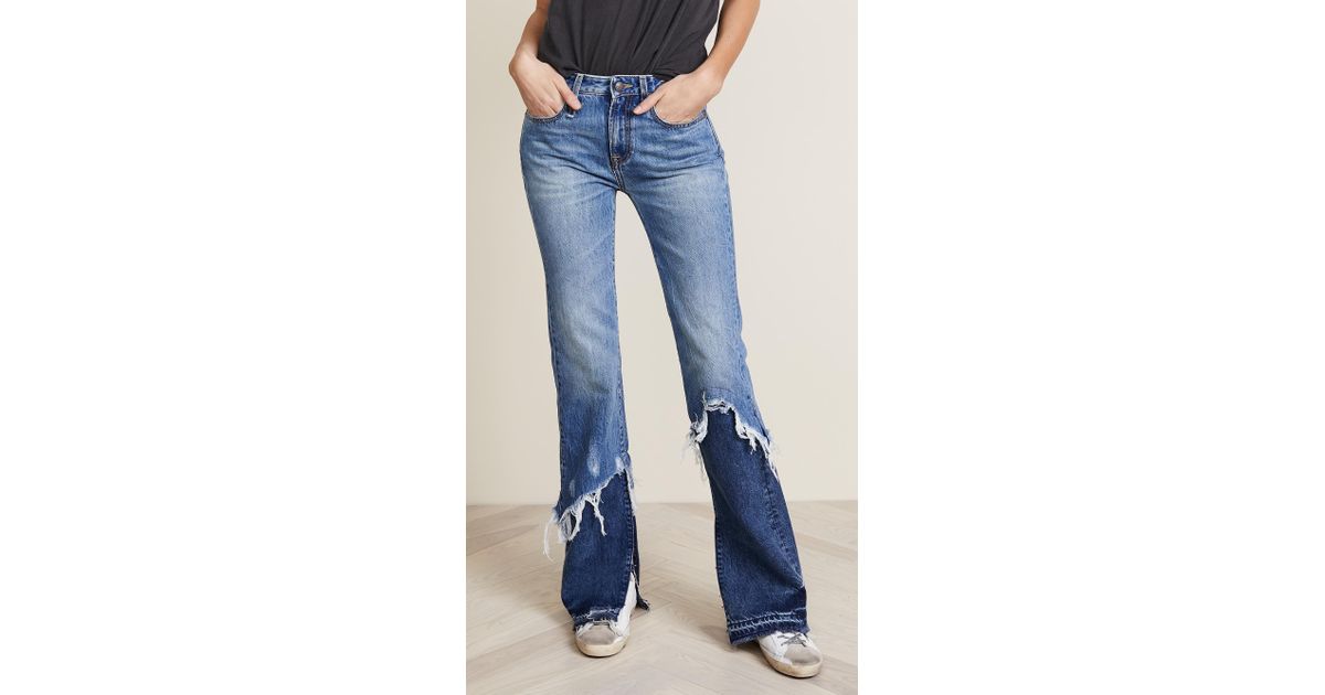 R13 Vent Kick Double Shredded Jeans in Blue | Lyst