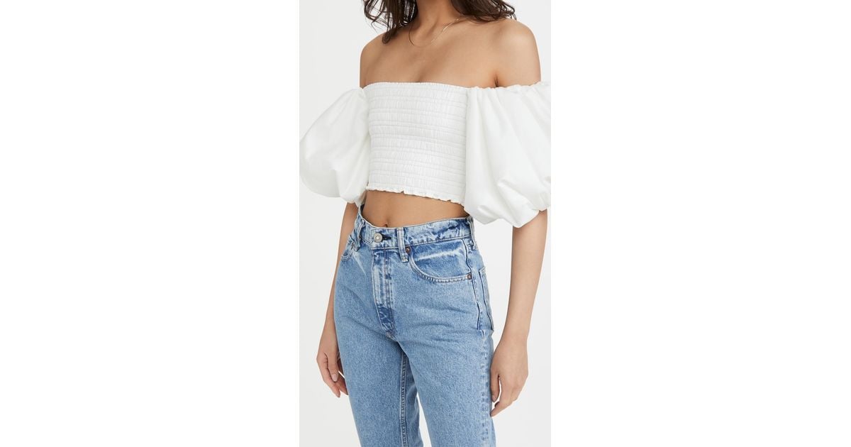 Aje. Cotton Cascade Cropped Top in Ivory (White) | Lyst