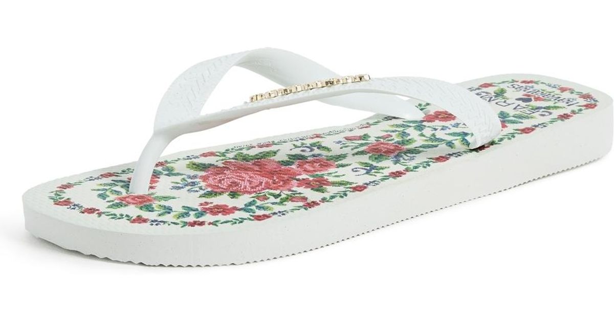 【Havaianas】x FARM RIO Flower Tapestry ビーチサンダル Women's FARM Rio Flower Tapestry Top Flip Flops White