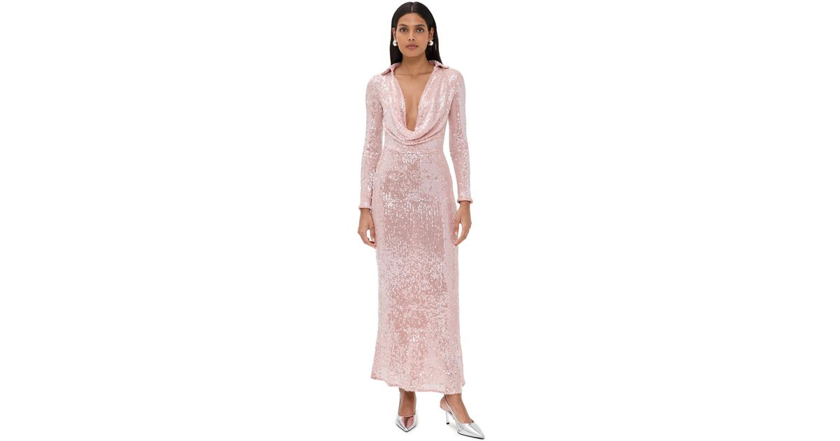bardot lorel long-sleeve cowl-neck sequin midi dress BARDOT - Lorel Sequin Mesh Midi Dress
