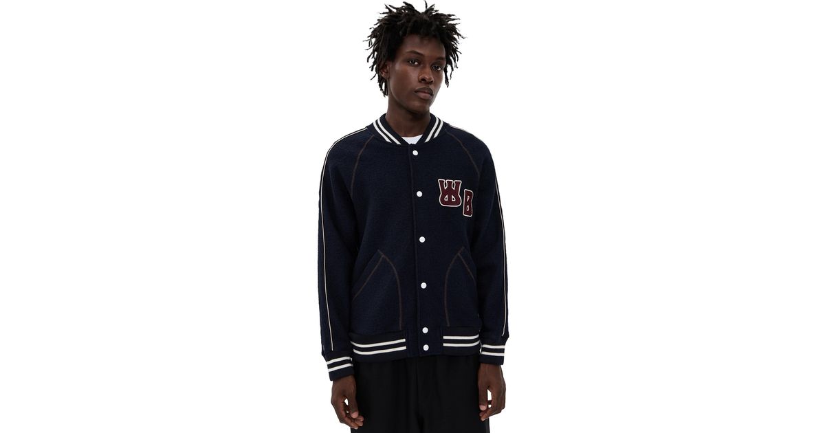 Wales Bonner October Knit Varsity Jacket in Blue for Men | Lyst