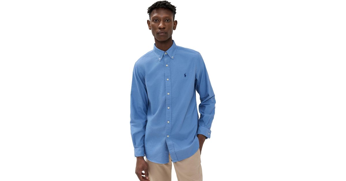 Polo Ralph Lauren Classic Fit Garment Dyed Oxford Shirt in Blue for Men ...