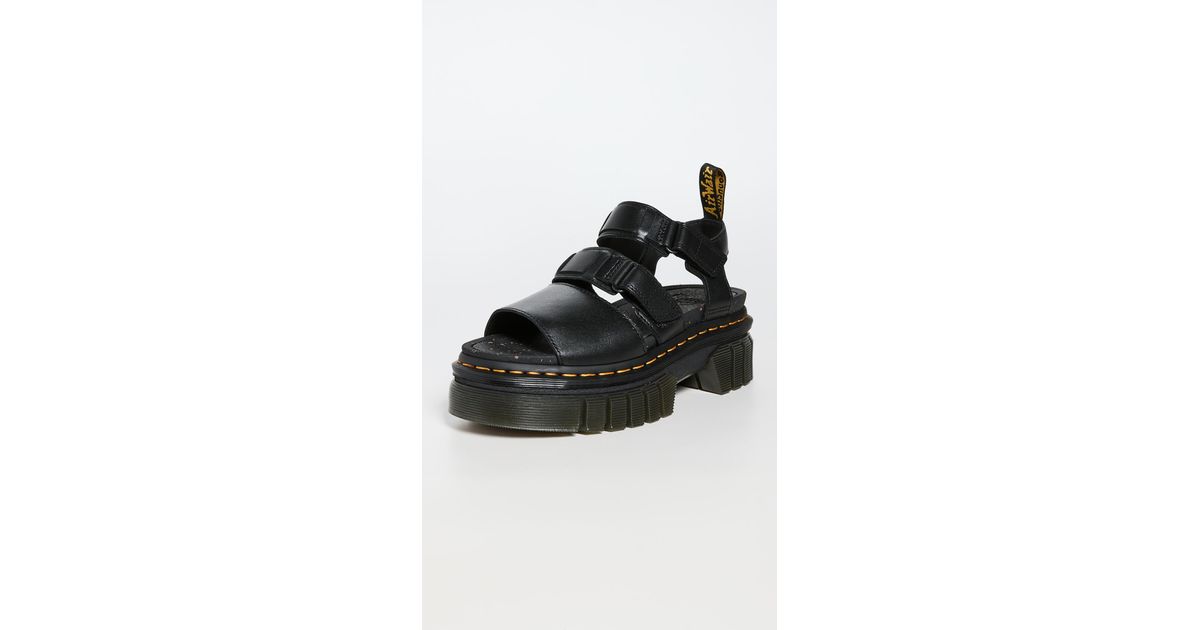 Dr. Martens Leather Ricki 3 Strap Sandals in Black | Lyst UK