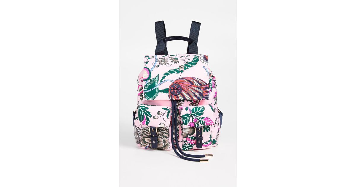 tilda printed nylon flap backpack