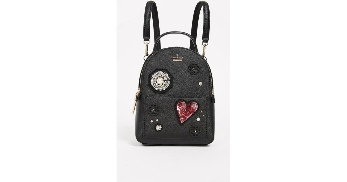 Kate Spade Finer Things Merry Mini Backpack With Patches in Black