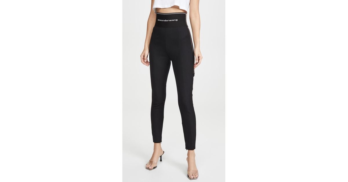 Alexander Wang + Logo Waist Wool Twill Leggings