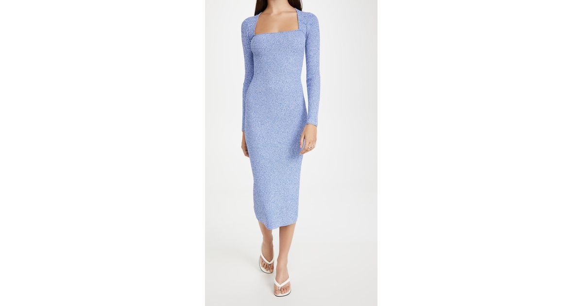 Ganni Melange Knit Dress in Blue Lyst Canada