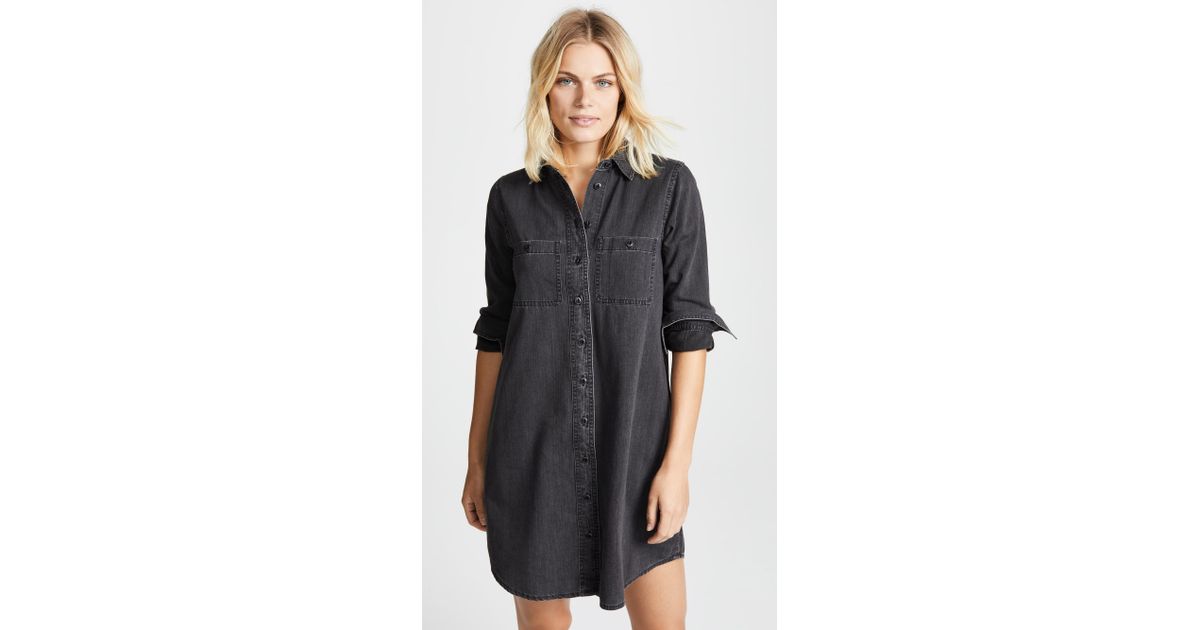 black denim shirtdress