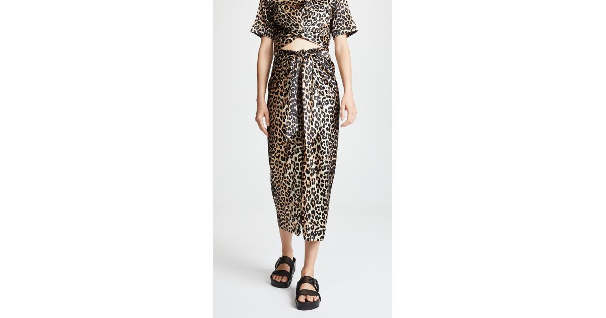 ganni calla leopard skirt