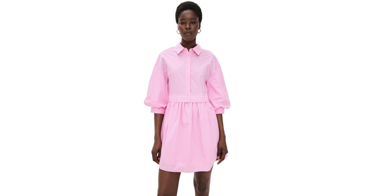 english factory long sleeve shirt dress English Factory Long-Sleeve Pleated A-Line Midi Shirt Dress
