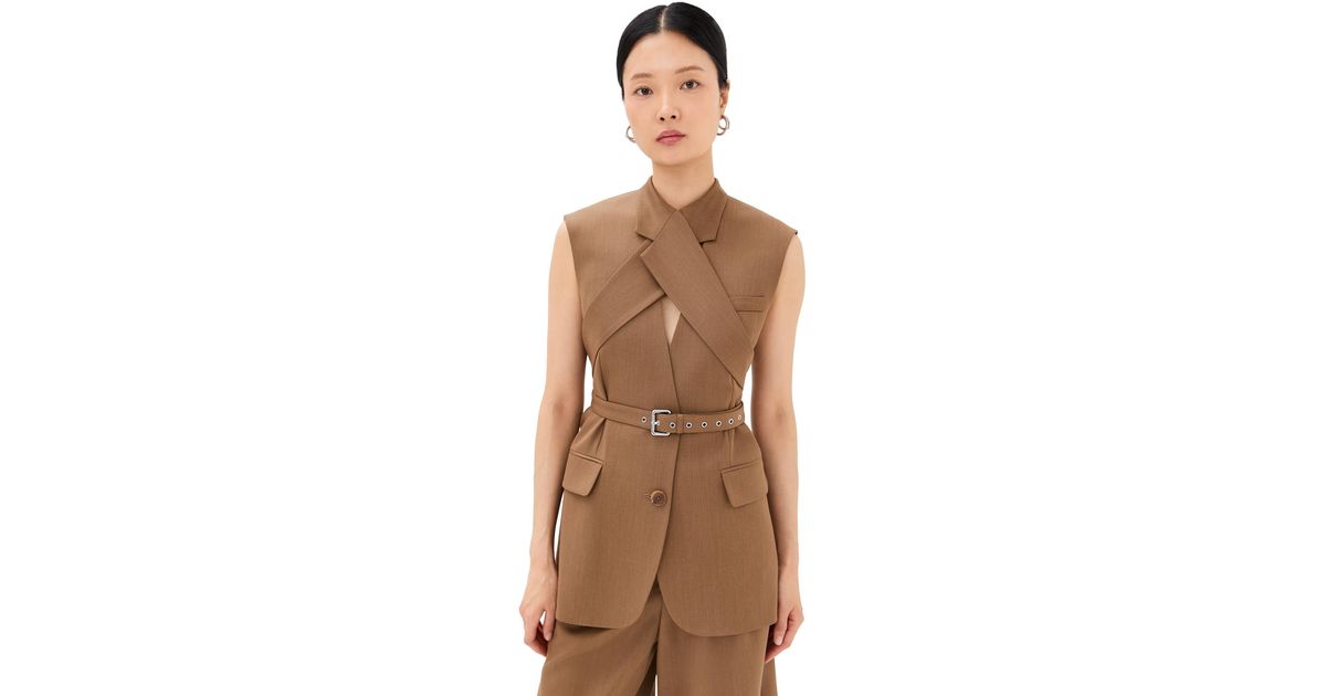 Monse Sleeveless Criss Cross Jacket in Natural Lyst