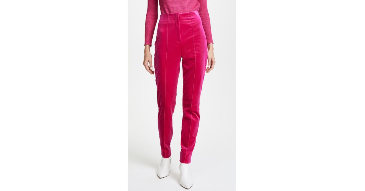 hot pink velvet pants