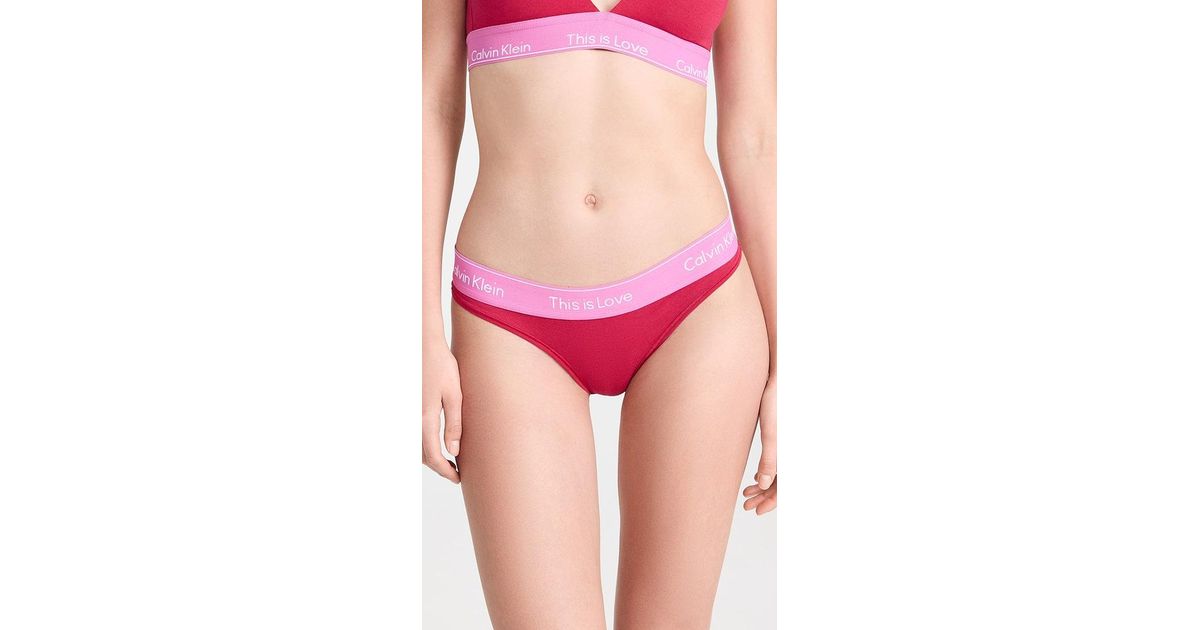 Calvin Klein Plus This Is Love Modern Cotton Thong Panty in Pink
