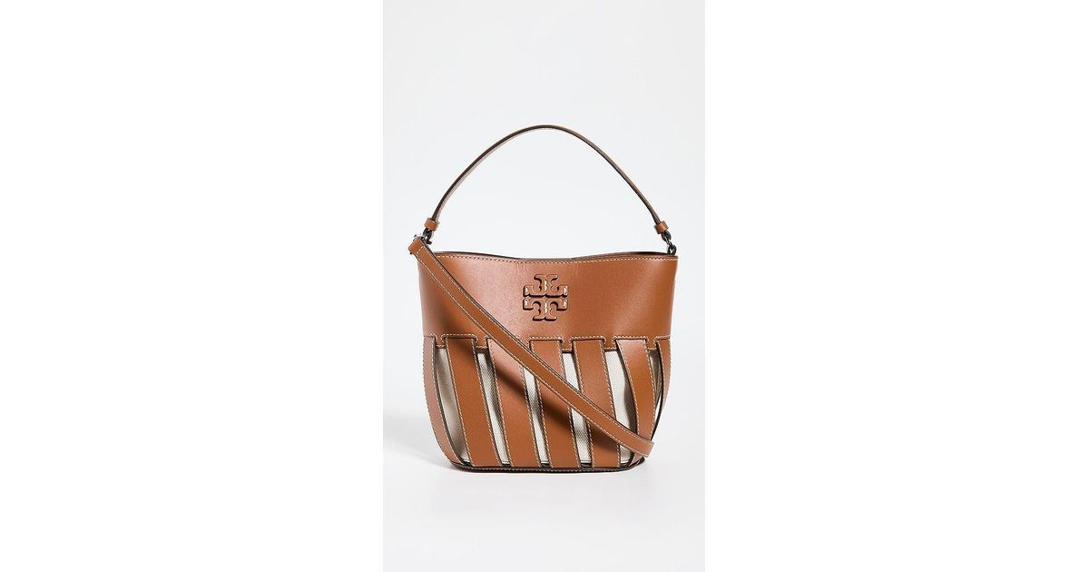 Tory Burch Small Mcgraw Stripe Die Cut Bucket Bag Lyst