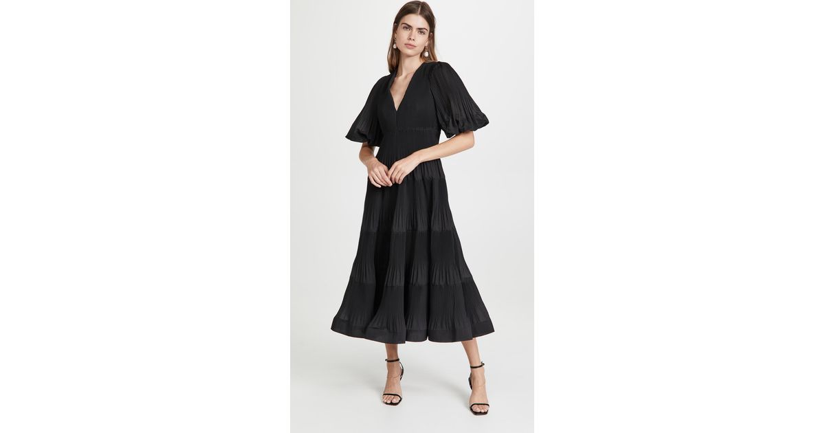 zimmermann pleated long sleeve midi