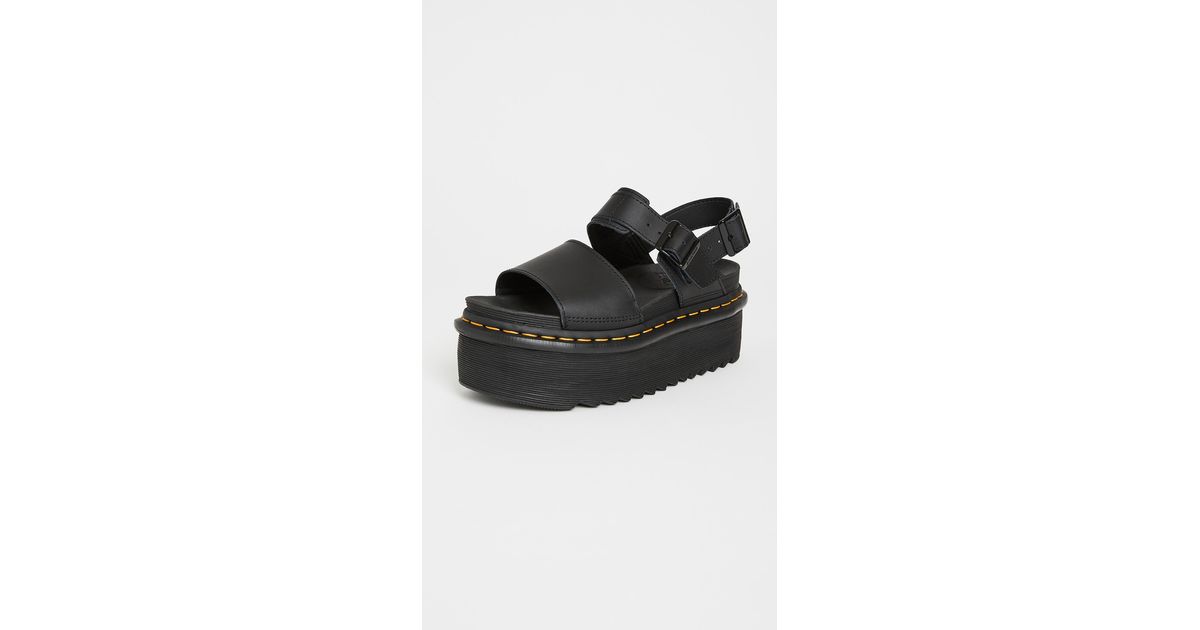 Dr. Martens Leather Voss Quad Sandals in Black | Lyst
