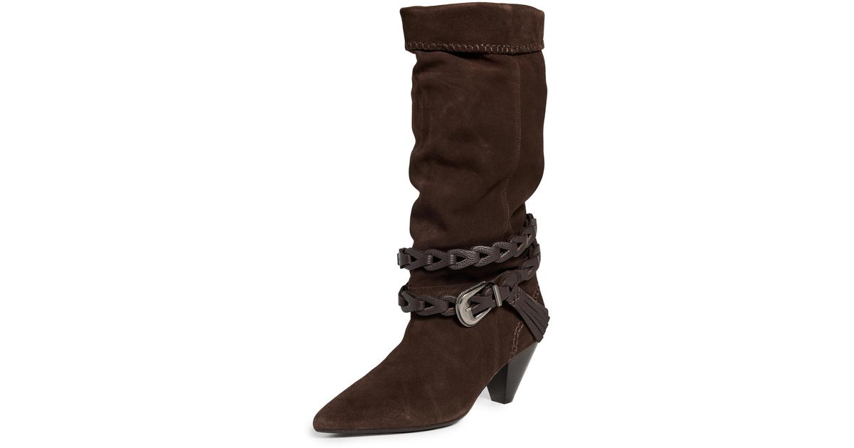 Free People Bridget Belt Slouch Boots in Brown | Lyst