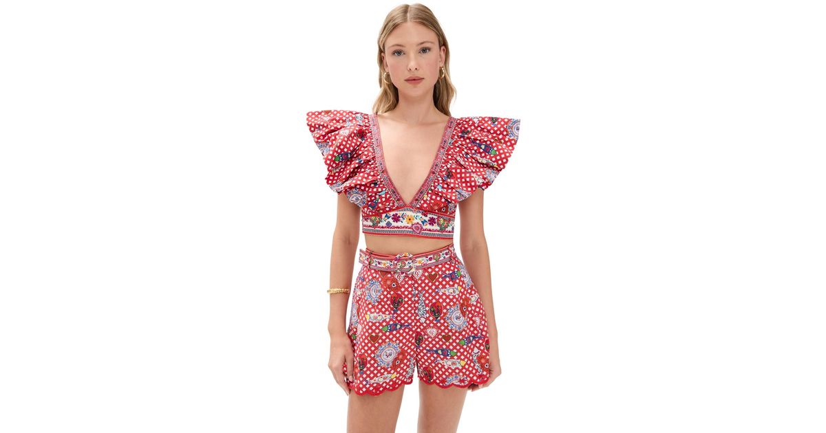 CAMILLA Ruffle Wrap Top Faith, Luck & Justice in Red | Lyst