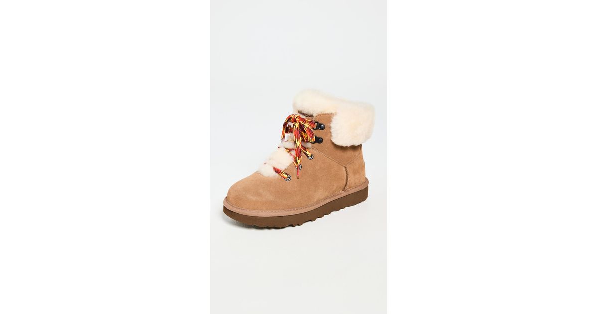 UGG Classic Mini Alpine Lace in Chestnut (White) | Lyst