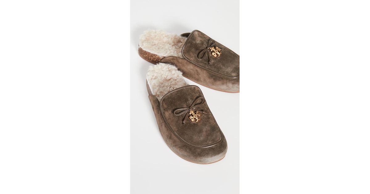 tory charm shearling mule