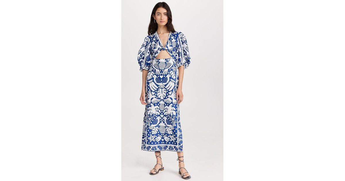 sachin and babi light blue dress FARM Rio Delicate Pineapple Navy Blue Midi Dress main image 0