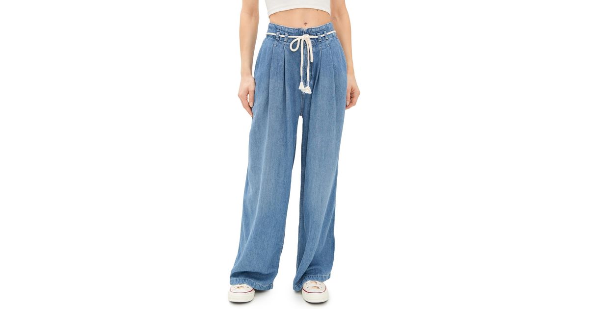 Free People Dakota Cinched Pull On Pants in Blue | Lyst