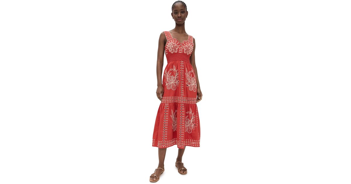 rails fawn embroidered midi dress Rails | Fawn Dress - White Blue Embroidery | Premium Cotton | Size L