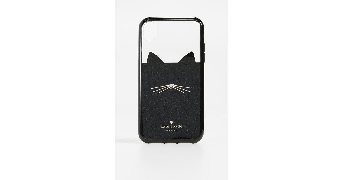 Kate Spade Jeweled Glitter Cat Iphone Xs Max Case in Black | Lyst