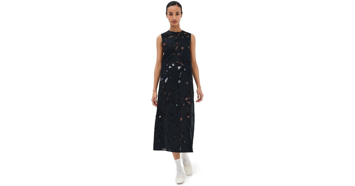 knee length dresses for ladies Tibi Asymmetric Midi Dress Navy Polka Dot Voile Size Medium Long Sleeve New